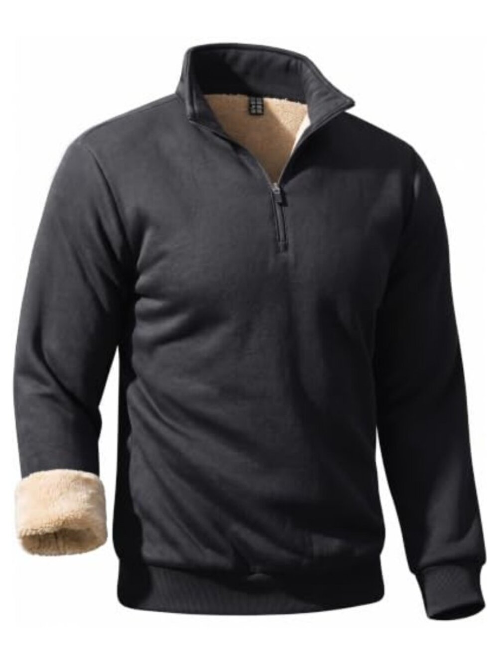 Quarter Zip Sherpa Lined Sweatshirt Cotton Heavyweight Winter Golf Pullover